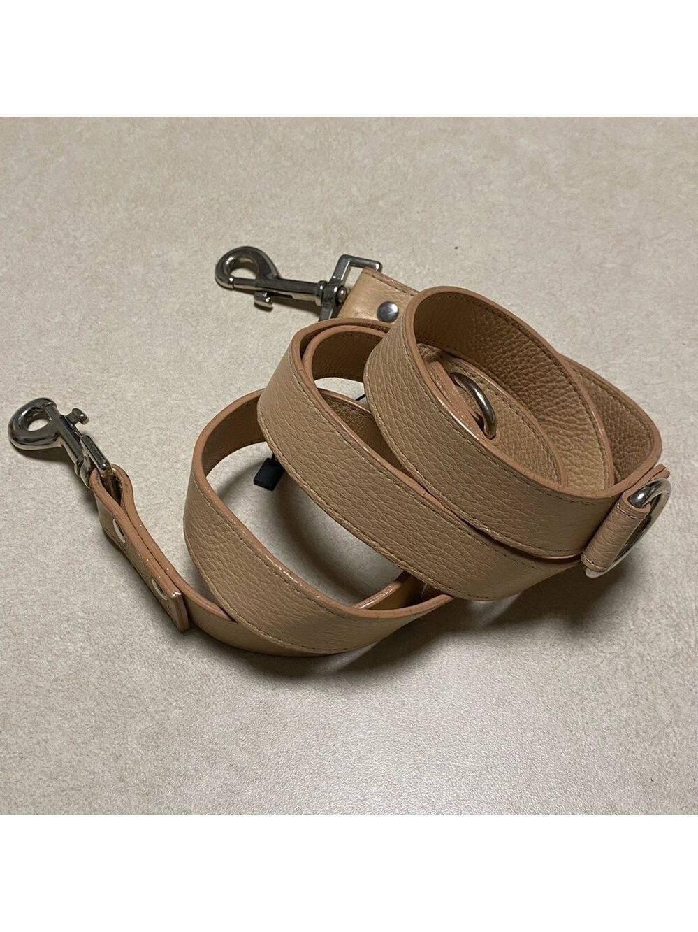 Love thy Beast Dog Leash OS Beige 100% Genuine Pebbled Leather Dog Leash